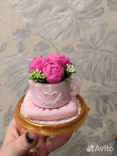 Мыло ручной работы Чашка с пионами