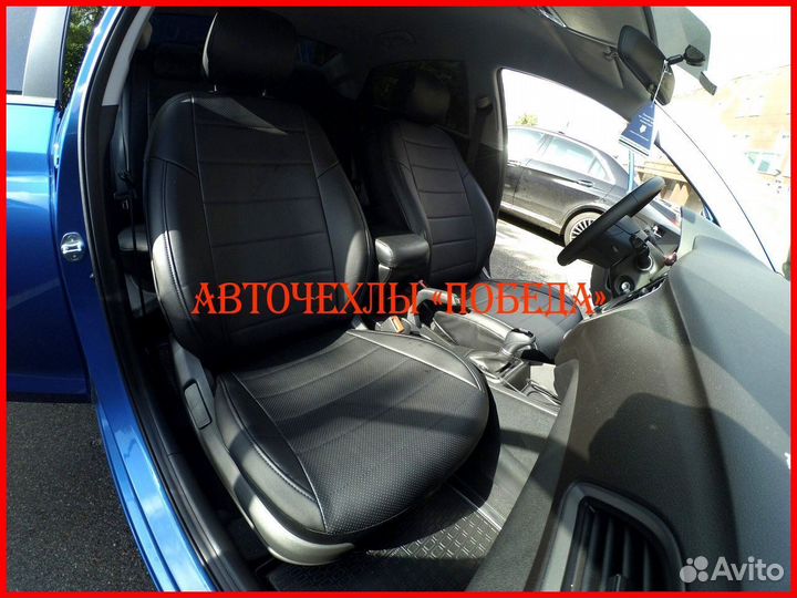 Чехлы Hyundai Solaris 2 из экокожи чёрные Классика