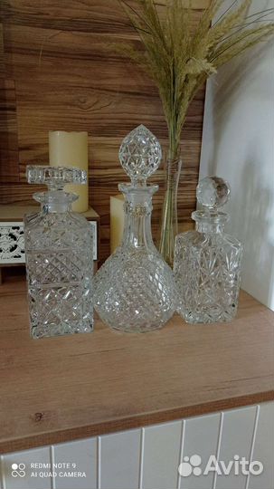 Хрусталь Чехия. Штоф, рюмки, конфетница