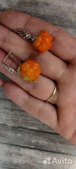 Серьги морошка (основа серебро)