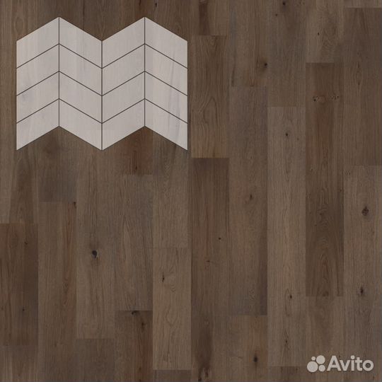 Lab Arte Елка Chevron Французская Дуб Рустик Кайт лак 400/348х90х14/60 Темно-коричневый