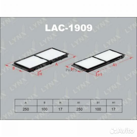 Lynxauto LAC1909 Фильтр салона (2шт)