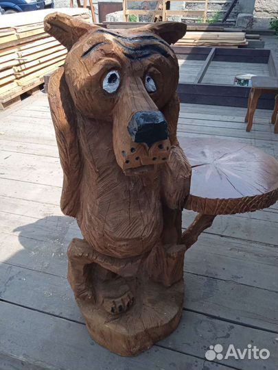 Волк. Медведь фигуры из дерева