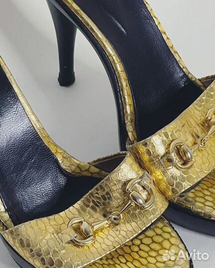 Золотые винтажные туфли Gucci 36 оригинал