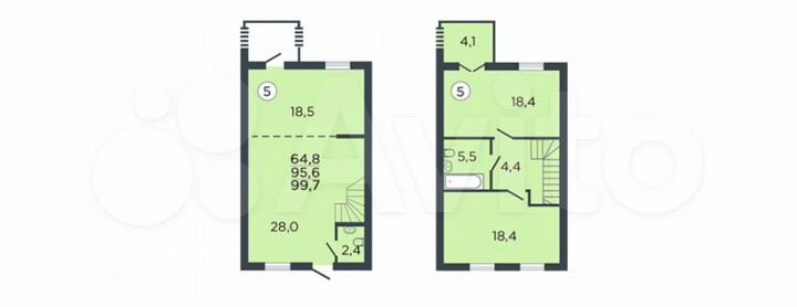 2-к. квартира, 99,7 м², 1/2 эт.