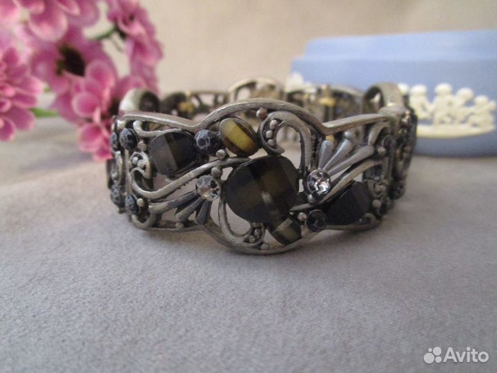 Антик браслет металл камни стразы Англия