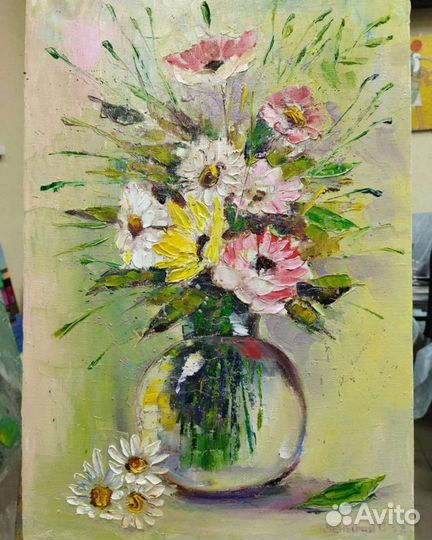 Картина маслом на холсте цветы