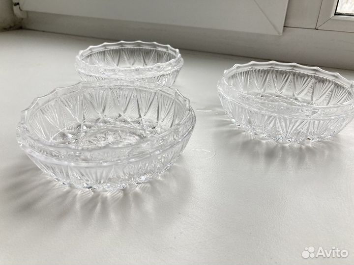 Блюдце-Конфетница хрустальные 3 шт