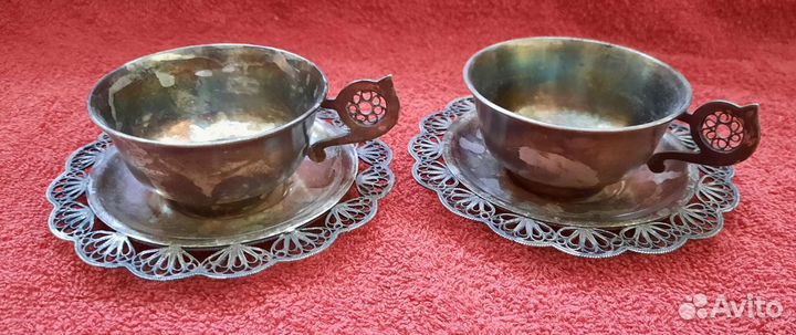 Чашки кофейные. Мельхиор. Скань. СССР