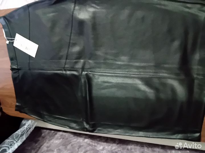 Кожаная юбка карандаш 46