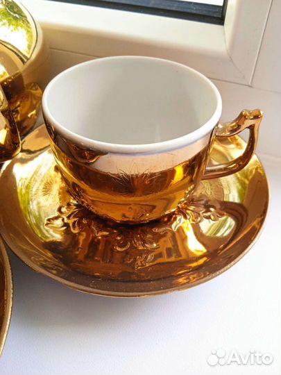 Кофейный сервиз золотой. Вербилки. Клеймо Лось