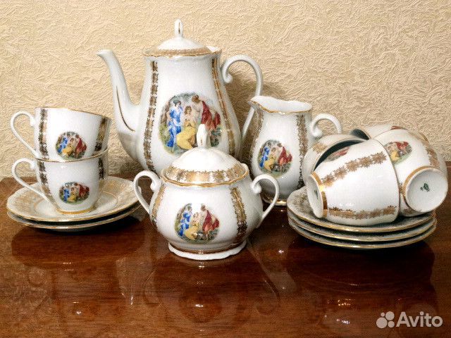 Винтажный чайный сервиз Мадонна гдр на 6 персон