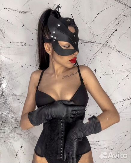 Маска женщины кошки,маска кошки, плеть чокер
