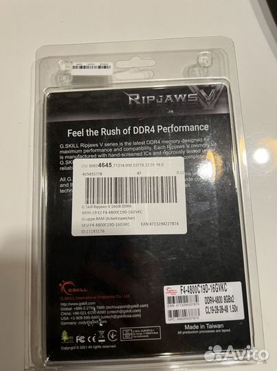 G. Skill Ripjaws 16gb F4-4800C19D