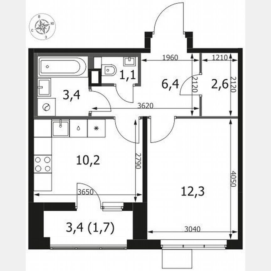 1-к. квартира, 37,7 м², 5/12 эт.