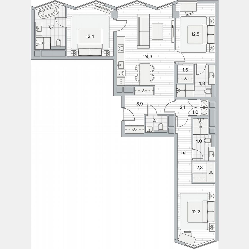 3-к. квартира, 100,4 м², 14/26 эт.