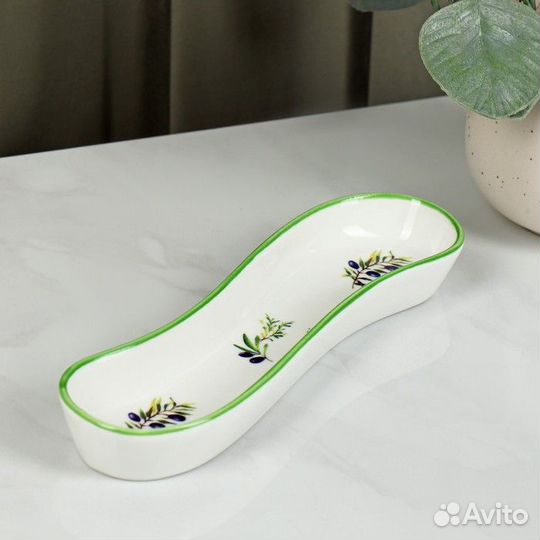 Блюдо фарфоровое для оливок/солений Доляна «Олива»