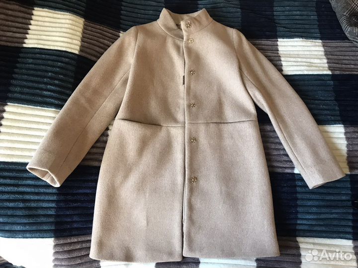 Пальто женское осень-весна 42 XS бежевое