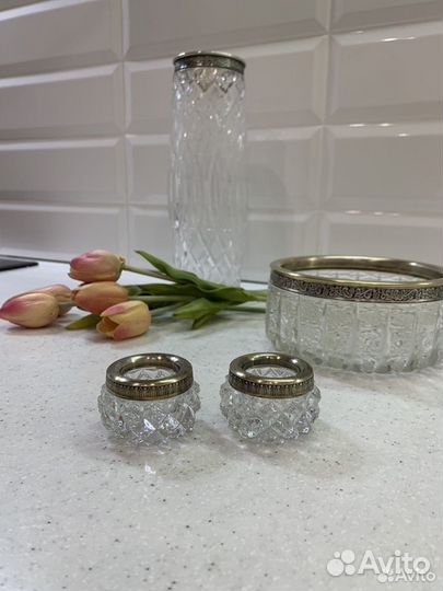 Вазы с мельхиоровым ободком