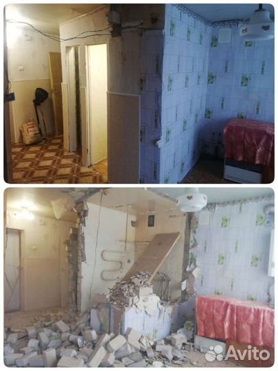 Полный демонтаж стен, полов