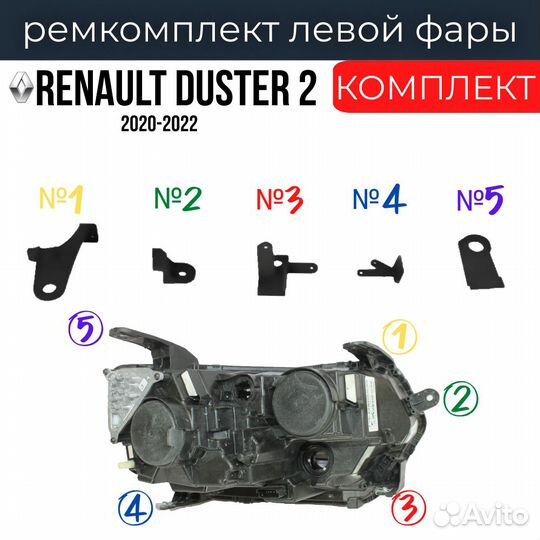 Полный ремкомплект фары для Renault Duster 2