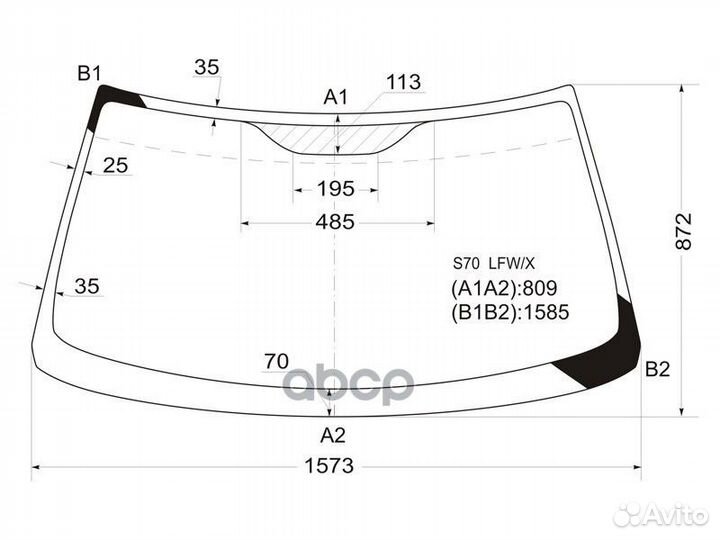 Стекло лобовое Volvo S70 97-00 / V70 97-00 S70