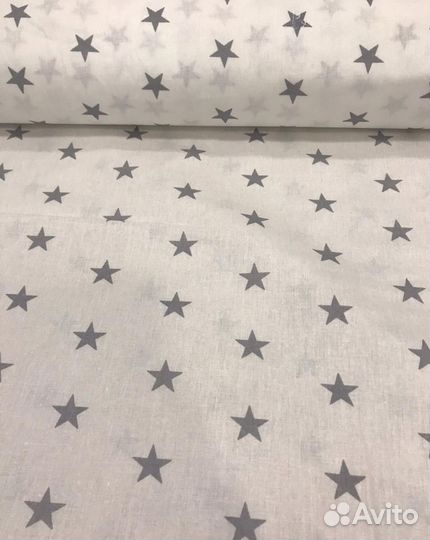 Ткань Серые звезды на белом, 3м * 150 см