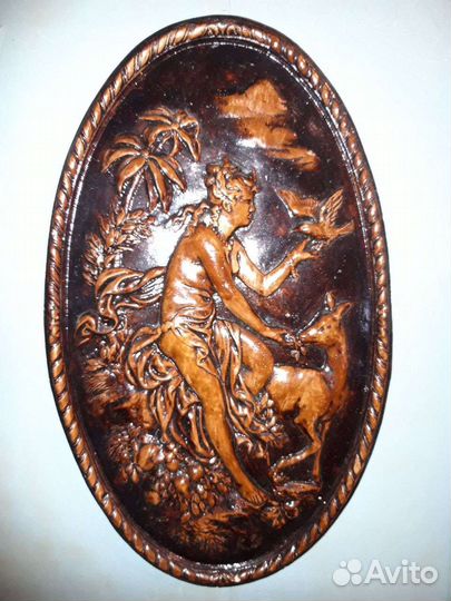 Гипсовое панно Нимфа дикой природы, винтаж СССР