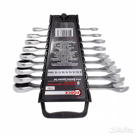 Набор ключей комбинированных трещоточных, 9пр. (8