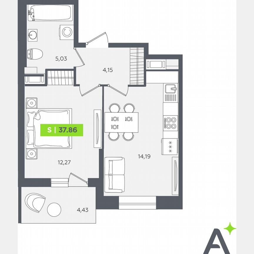 1-к. квартира, 37,9 м², 11/12 эт.