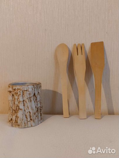 Набор деревянных лопаток в керамической поставке