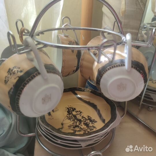 Чайный сервиз костяной фарфор Япония золото 24 Кар