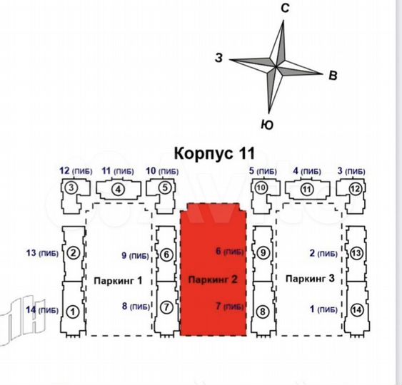 Машиноместо, 13 м²
