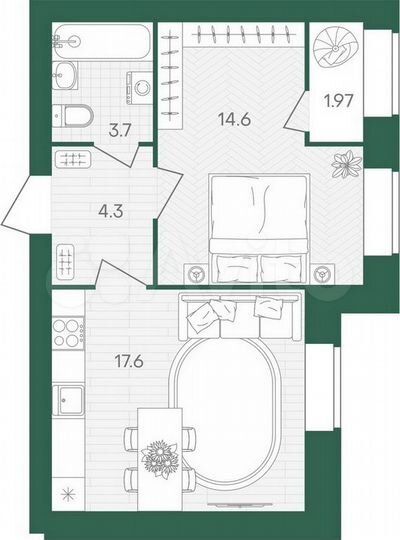 1-к. квартира, 42,2 м², 5/10 эт.