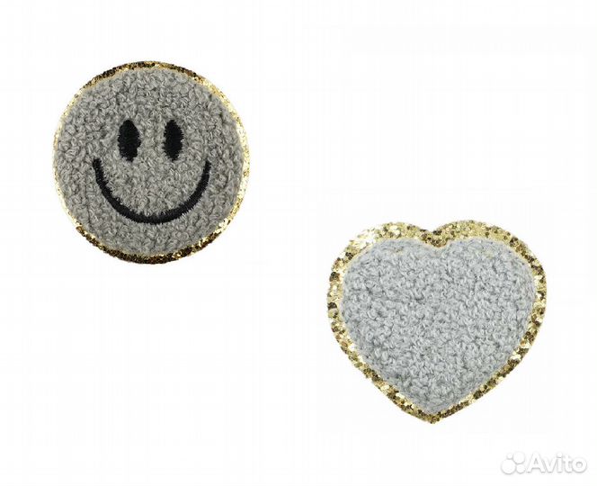 Нашивки на одежду смайлик и сердце термонашивка