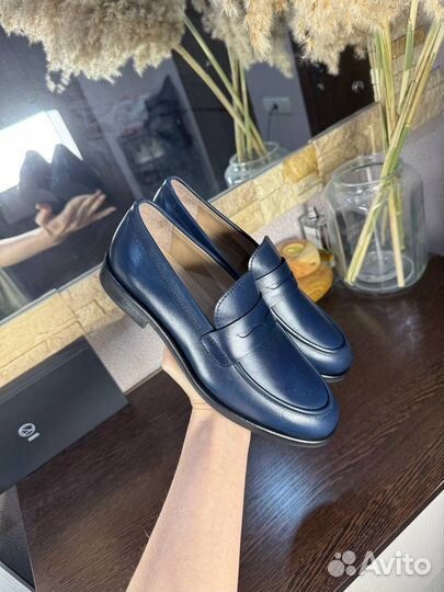 Лоферы синие кожа 37р Эконика оригинал новые