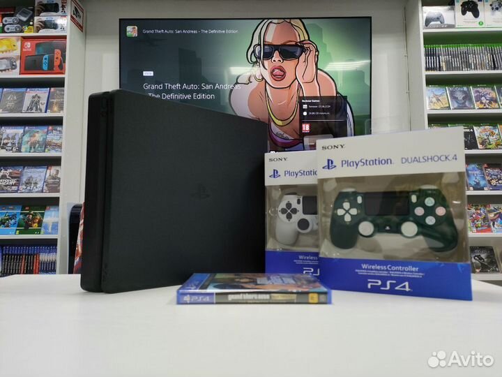 Sony PS4 Slim + 2 геймпада и 115 игр