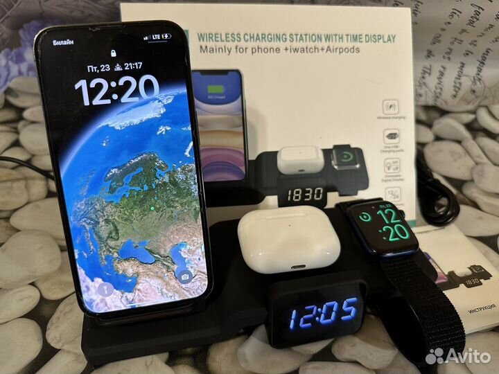 Беспроводная зарядка (Fast charge) 4в1 новая