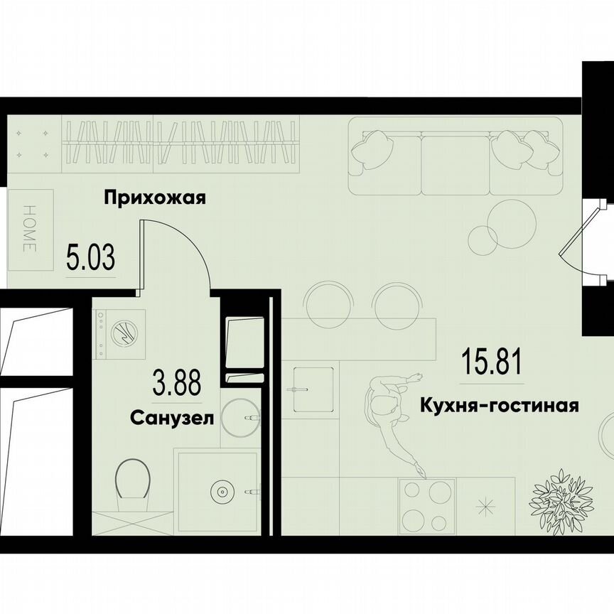 Квартира-студия, 25,9 м², 11/12 эт.