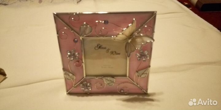 Фоторамка стеклянная со стразами и бабочкой