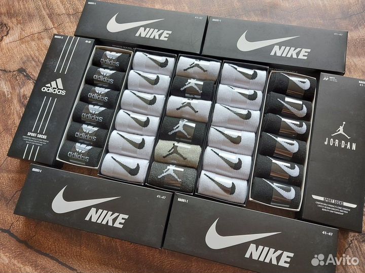 Носки Nike Adidas Jordan белые