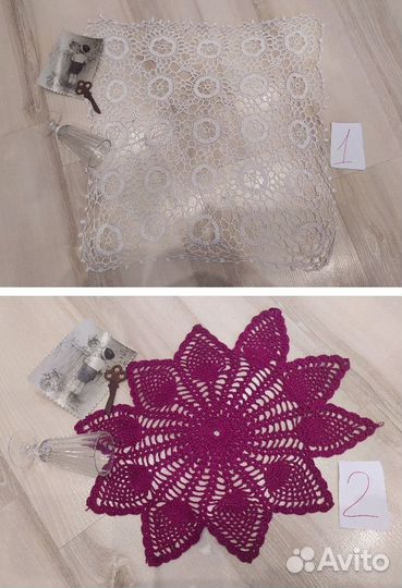 Вязаные (кружевные) салфетки ручной работы, винтаж