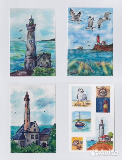 Маяки море набор полный 8 шт Знаменева соцреализм
