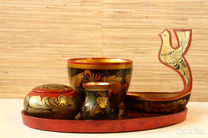 Набор посуды, дерево, хохлома. СССР