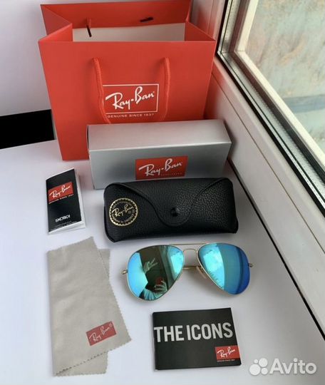 Очки ray ban aviator авиаторы зеркальные
