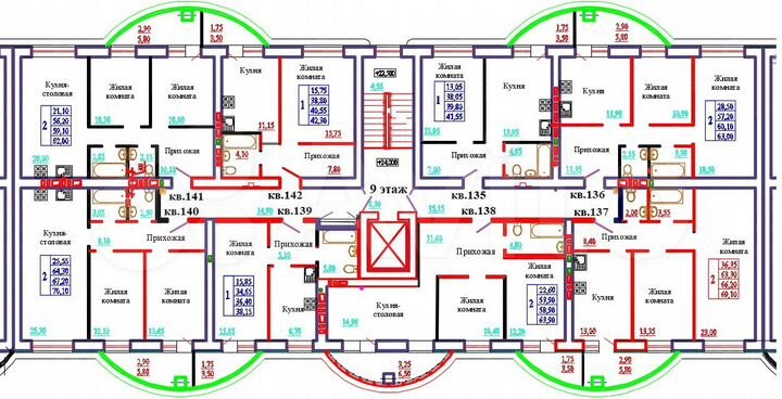 2-к. квартира, 66,2 м², 9/9 эт.