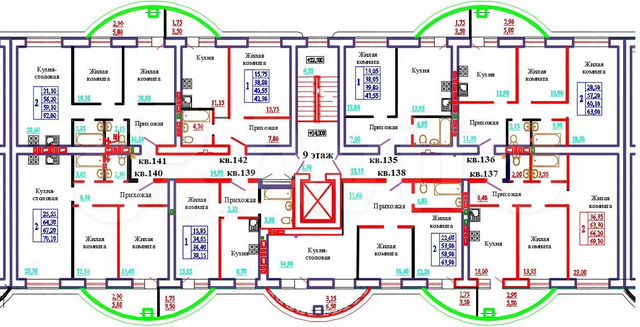 2-к. квартира, 66,2 м², 9/9 эт.