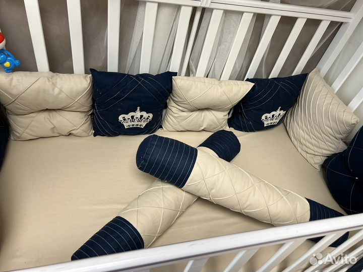 Бортики и балдахин в кроватку ручная работа