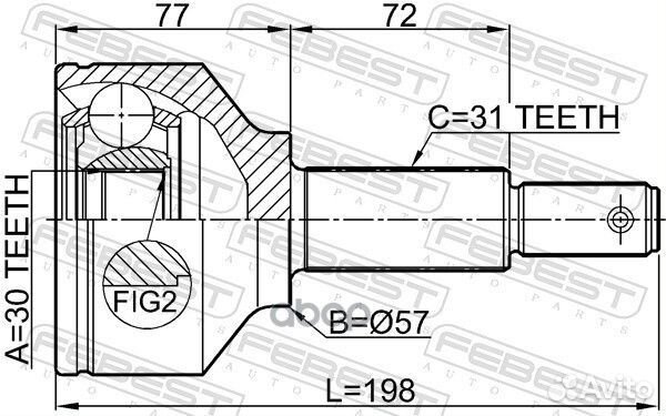 Шрус наружный 30X57X31 2110TTF330 Febest