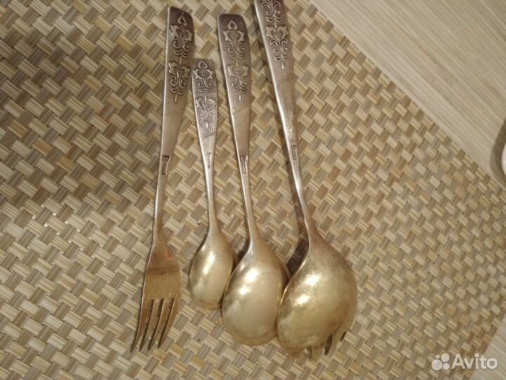 Набор мельхиор с позолотой Мнц СССР